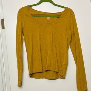 Anthropologie - Daily Practice Long Sleeve T-Shirt - Size XS, Yellow Mustard